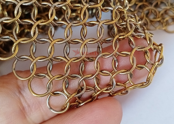0.8x7mm स्टेनलेस स्टील धातु की अंगूठी मेष पर्दे अंतरिक्ष विभक्त के लिए प्रयुक्त सोने का रंग;