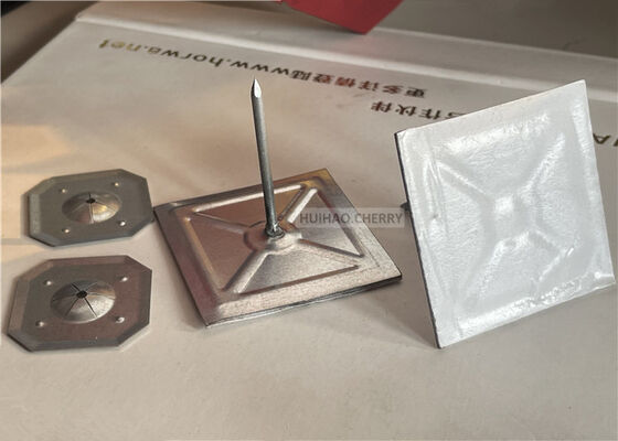 रॉकवूल इन्सुलेशन फिक्सिंग सेल्फ एडहेसिव इन्सुलेशन स्टिक पिन 12 गेज 1-1/2" स्क्वायर लॉक वॉशर के साथ