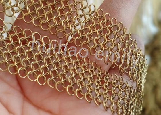 स्टेनलेस स्टील 7 मिमी रिंग मेष चेन मेल पर्दा फ्रिंज के साथ