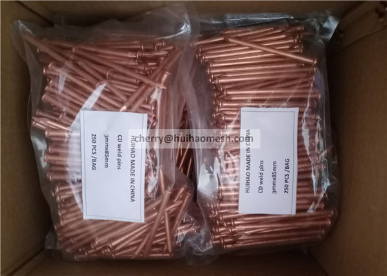 कॉपर प्लेटेड कैपेसिटर डिस्चार्ज वेल्ड पिन कम कार्बन स्टील इंसुलेशन 3 मिमी