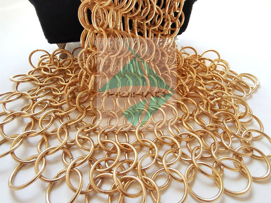 पीवीडी फिनशेड गुलाब स्वर्ण रंग स्टेनलेस स्टील धातु गोल अंगूठी बुनाई जाल