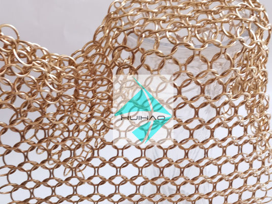 पीवीडी फिनशेड गुलाब स्वर्ण रंग स्टेनलेस स्टील धातु गोल अंगूठी बुनाई जाल