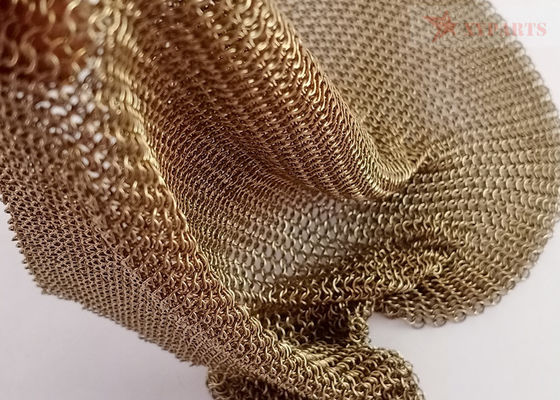 होटल सजावट के लिए सोने के रंग वेल्ड स्टेनलेस स्टील रिंग मेष पर्दा